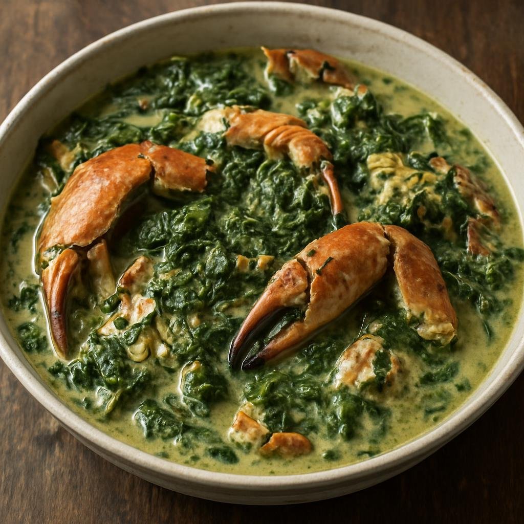 Entree: Sint Maarten (Dutch part) – Northern Culinary Region – Crab and Callaloo (Hearty West Indian one-pot stew of fresh crab cooked with callaloo greens and coconut milk) recipe