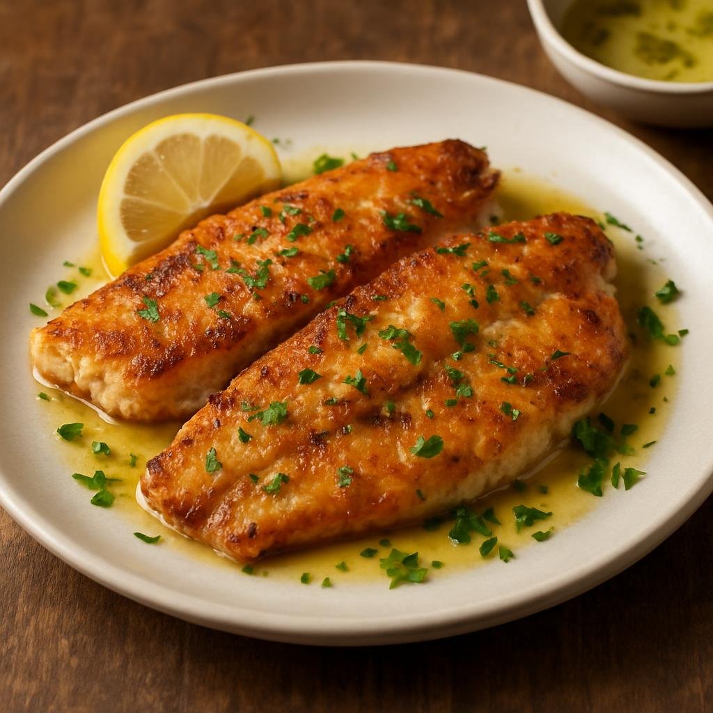 Entree: Bermuda – Central Culinary Region – Pan-Fried Rockfish (Pan-seared local rockfish fillets with a simple lemon-butter sauce and fresh herbs) recipe