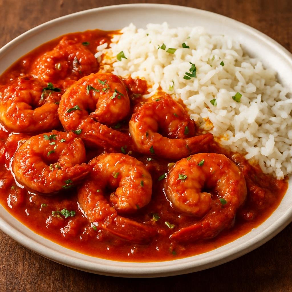 Entree: Cuba – Camarones Enchilados (Shrimp simmered in a spicy tomato-and-pepper sauce typically served with rice) recipe