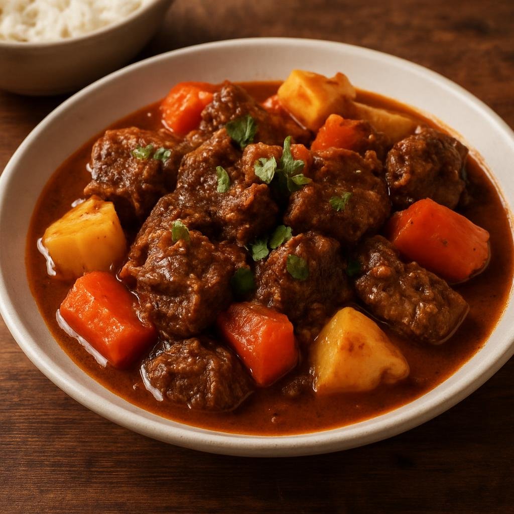 Entree: Curacao – Stoba di Kabritu (Slow-braised Curaçao goat stew with root vegetables and warm Creole spices) recipe