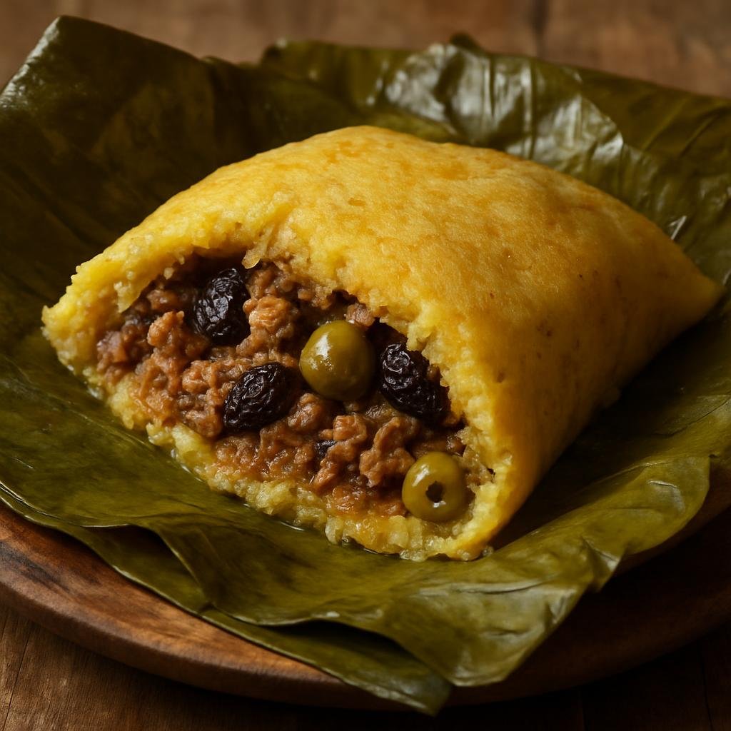 Entree: Bonaire, Sint Eustatius and Saba – National Cuisine – Ayaka (Banana-leaf-wrapped cornmeal dumpling filled with seasoned meats, raisins, and olives) recipe