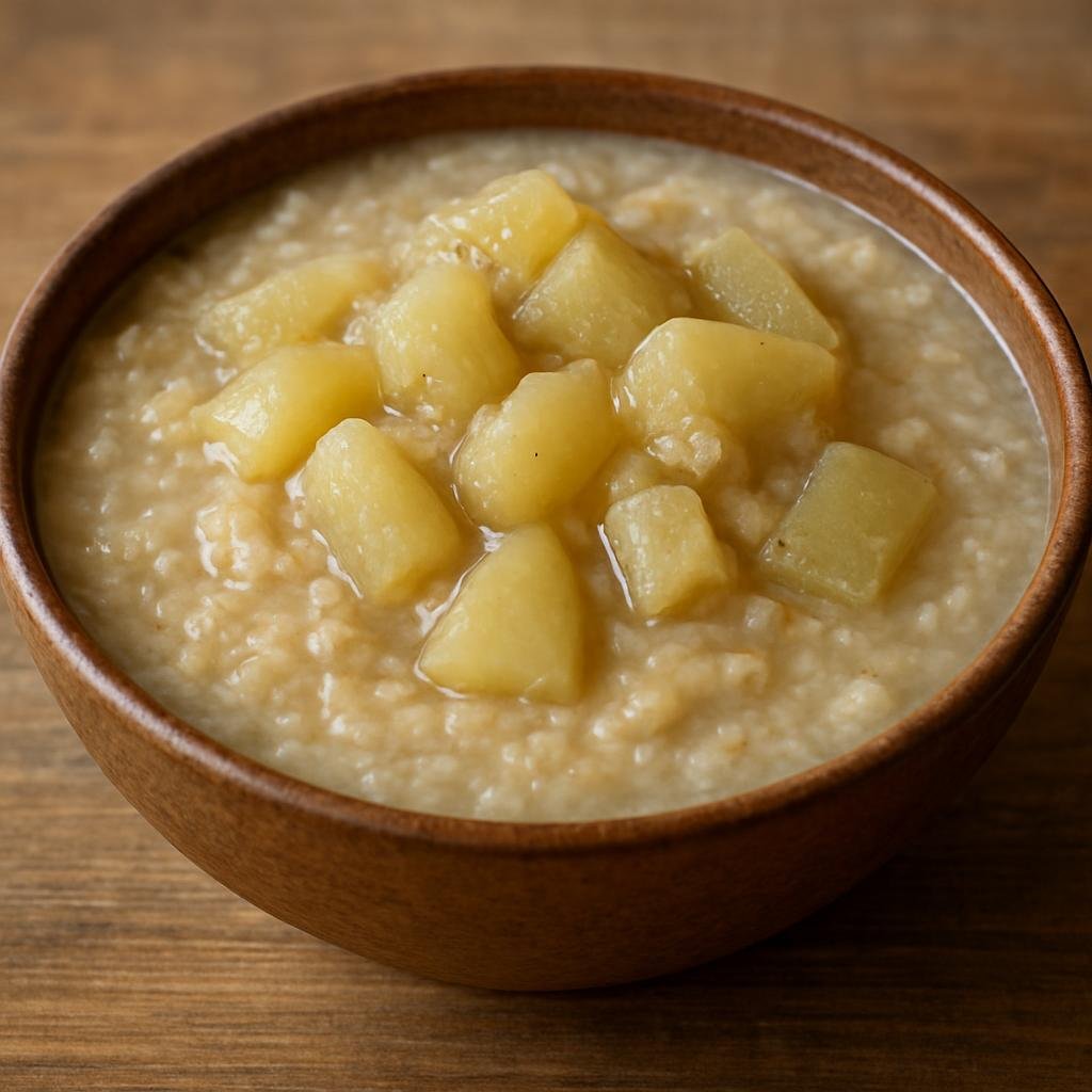 Entree: Botswana – National Cuisine – Bogobe Jwa Lerotse (Thick sorghum porridge cooked with lerotse melon, a traditional staple porridge of Botswana) recipe