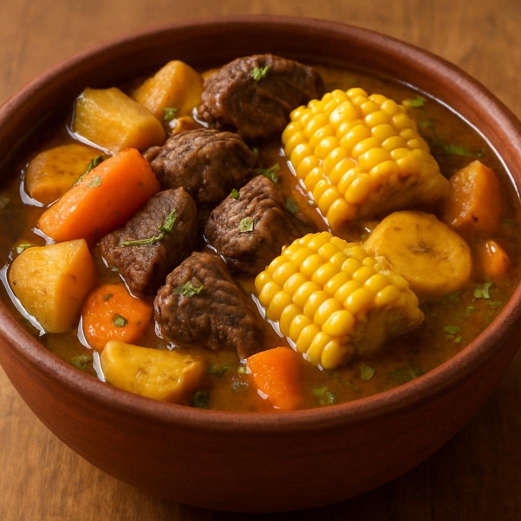 Entree: Costa Rica – National Cuisine – Olla de Carne (Hearty Costa Rican beef and root vegetable stew cooked with corn, plantain, and local seasonings) recipe