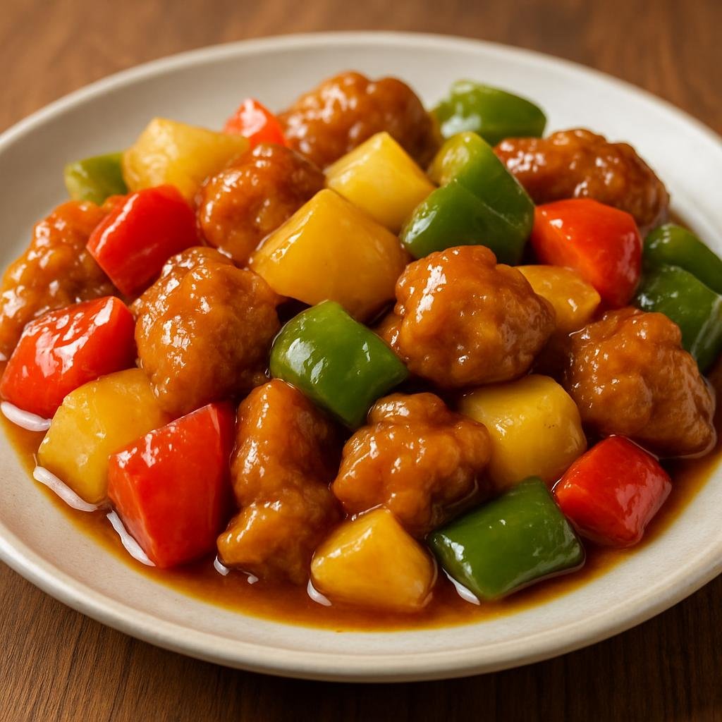 Entree: Hong Kong – Southern Culinary Region – 咕嚕肉 ➤ Gu lou yuk (Crispy battered pork tossed in a glossy sweet-tangy sauce with bell peppers and pineapple) recipe