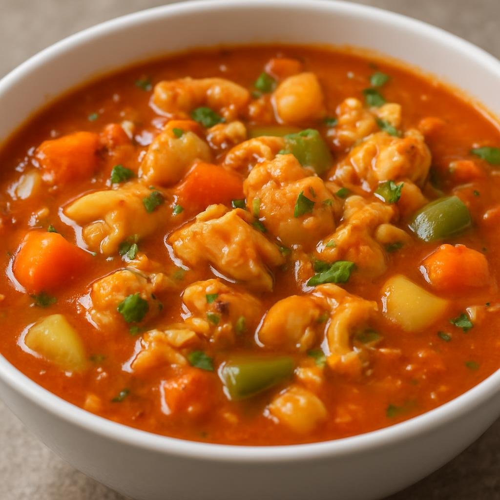 Entree: Sint Maarten (Dutch part) – Northern Culinary Region – Conch Stew (Slow-simmered conch cooked in a seasoned tomato and coconut broth with vegetables) recipe