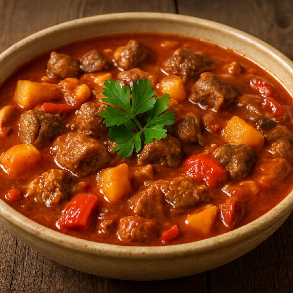 Entree: Slovenia – Northern Culinary Region – Bograč (Hearty multi-meat paprika stew typical of northeastern Slovenia) recipe