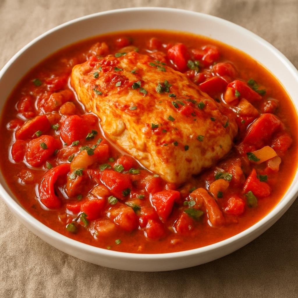 Entree: Bahamas – Central Culinary Region – Bahamian Stew Fish (Tomato-and-pepper fish stew simmered in a savory island broth) recipe