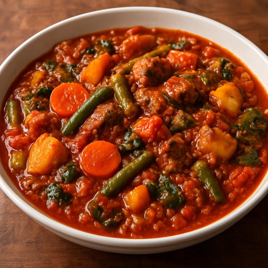 Entree: Chad – Maraîchère (Hearty tomato-based meat and vegetable stew made with garden vegetables and Chadian spices) recipe