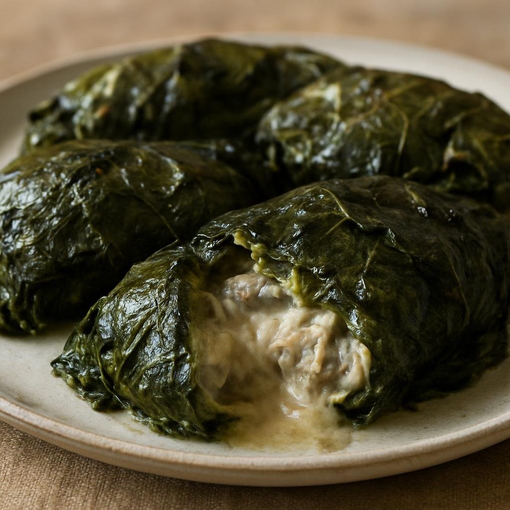 Entree: Cook Islands – Palusami (Taro leaf parcels filled with coconut cream and often savory meat, baked until soft and creamy) recipe