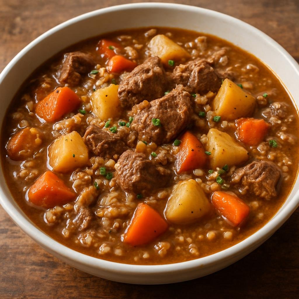 Entree: Falkland Islands (Malvinas) – Mutton Stew (Slow-simmered island-style mutton stew with root vegetables and barley, a hearty shepherding-country main course) recipe