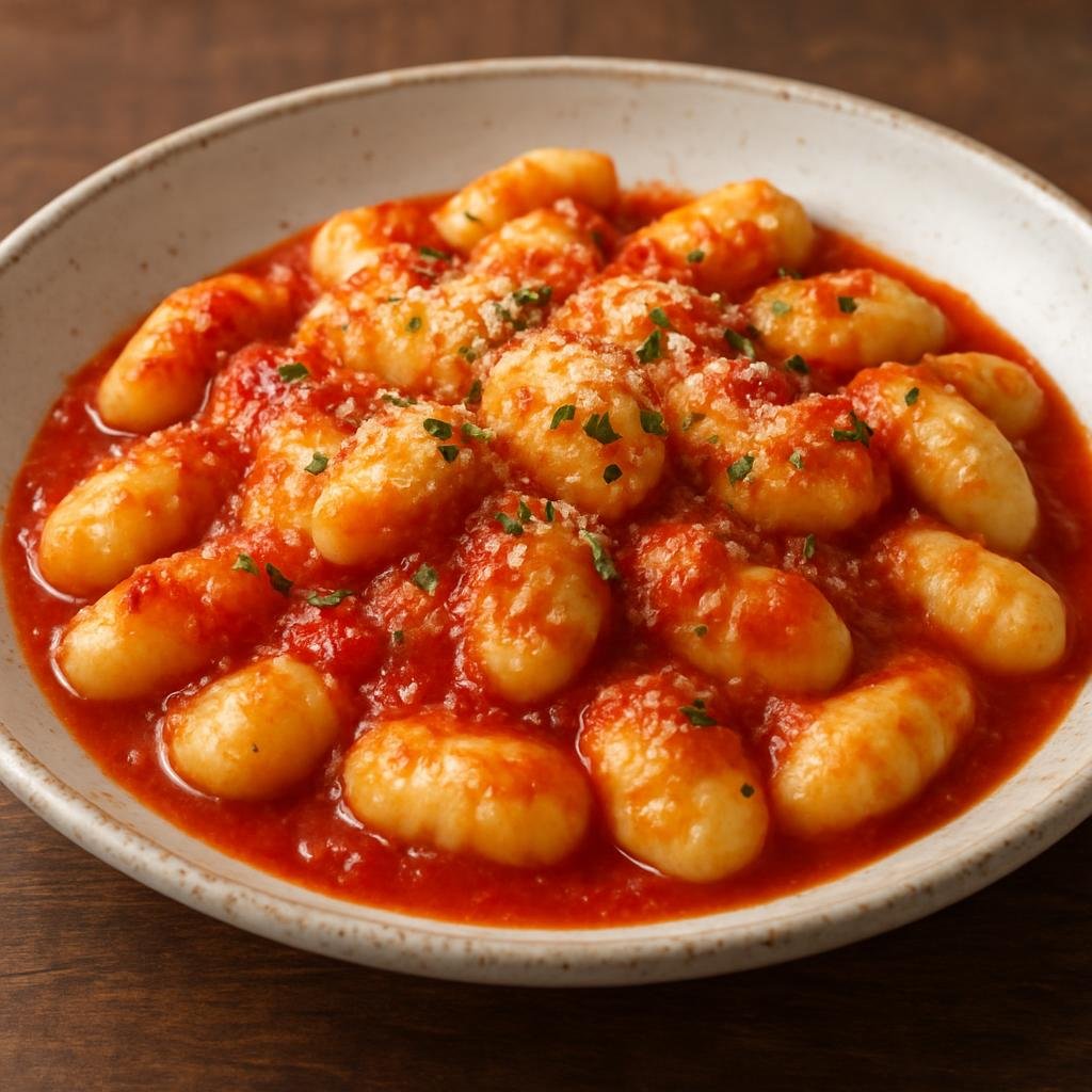 Entree: Argentina – Argentine Italian Cuisine – Ñoquis de Papa (Soft potato dumplings made with mashed potato and flour, traditionally boiled and served with tomato or butter sauce) recipe