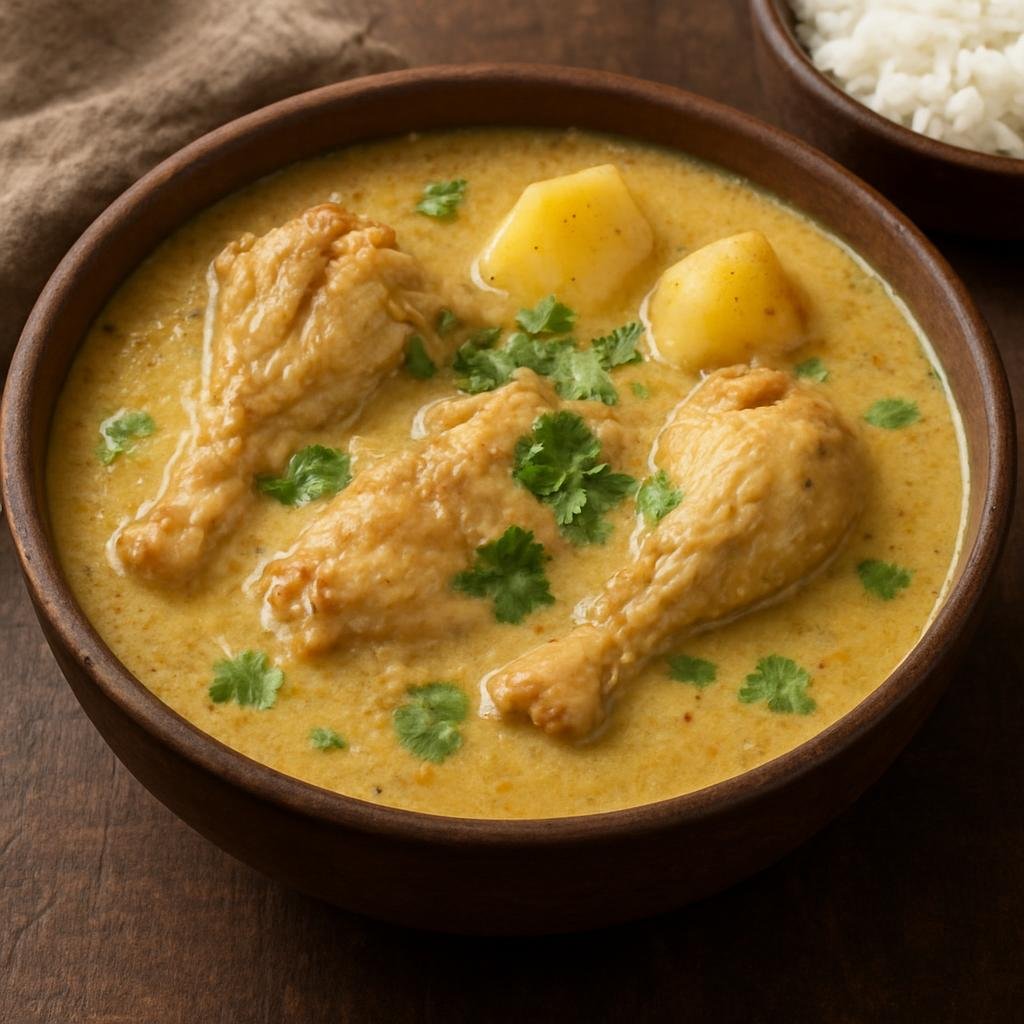 Entree: Peru – Amazonian Peru – Inchicapi de Gallina (Hearty Amazonian chicken soup thickened with ground peanuts and brightened with cilantro) recipe