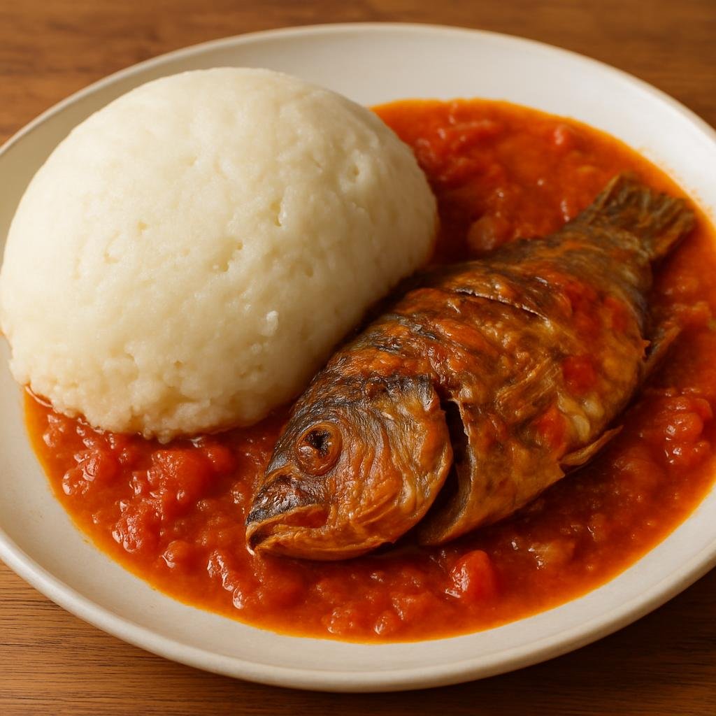 Entree: Kenya – Kenyan Pastoral Cuisine – Ugali na Samaki (maize porridge with stewed fish) recipe