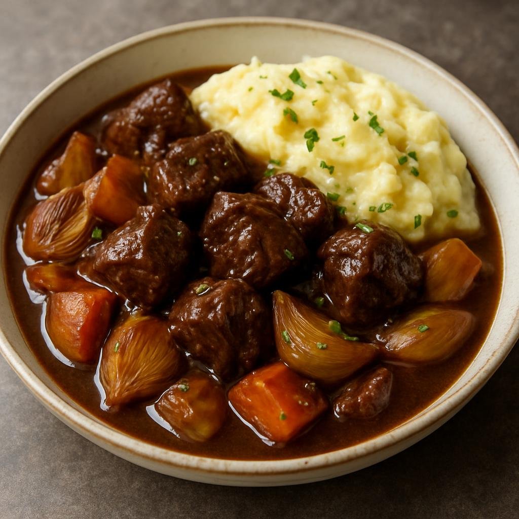 Entree: Netherlands – Friesland – Friese Sukade (Slow-braised Frisian beef chuck in a dark beer and syrup braising sauce) recipe