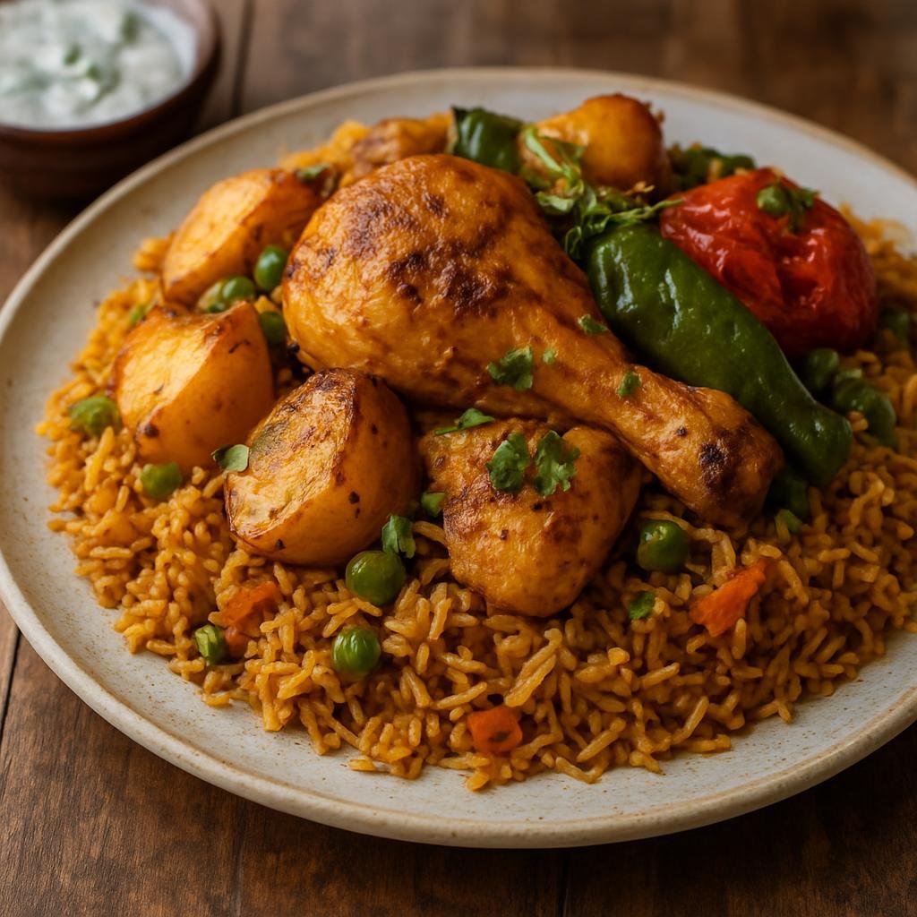 Entree: Saudi Arabia – Eastern Province – مثلوثة ➤ Mathlotha (Layered spiced rice with chicken and vegetables) recipe