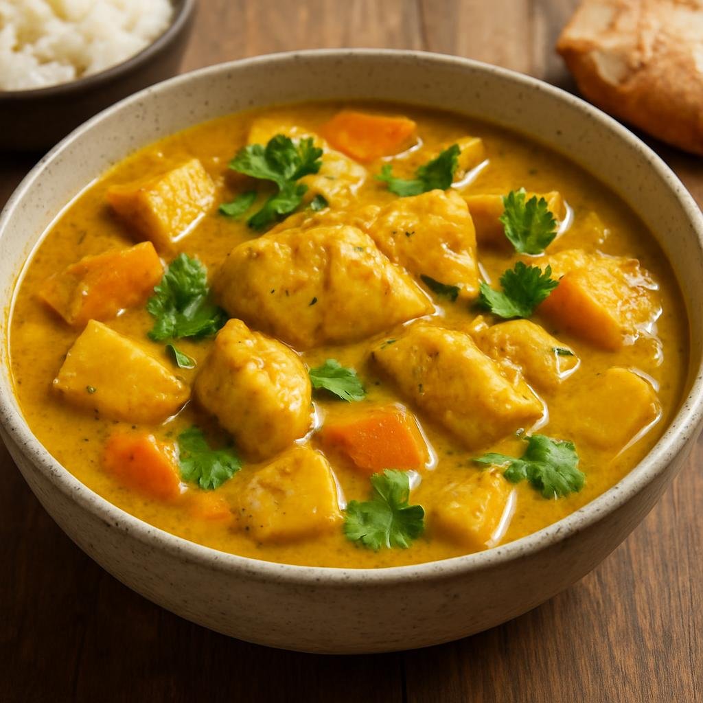 Entree: Pitcairn – Northern Culinary Region – Curried Fish Stew (A coconut-based curried fish stew with root vegetables and island spices) recipe