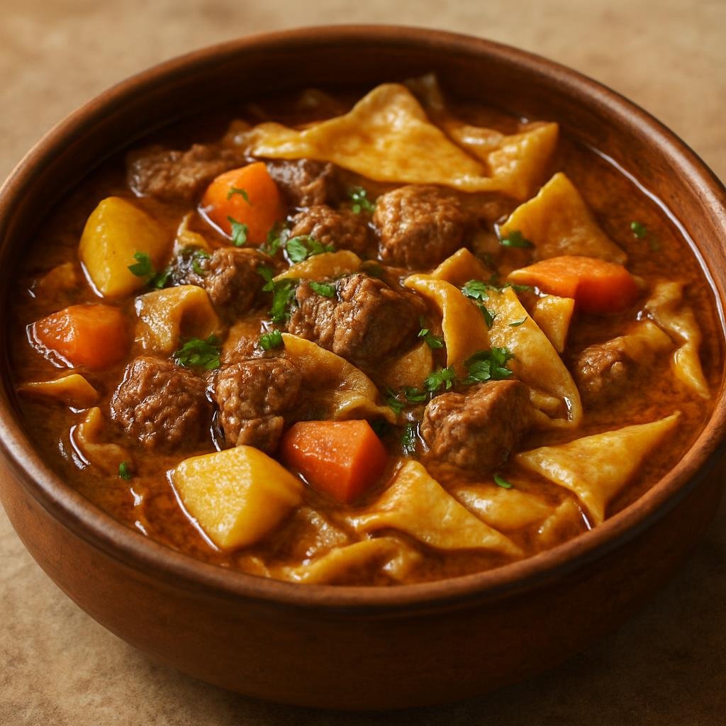 Entree: Bahrain – Central Culinary Region – مرقوق ➤ Marqūq (Hearty Bahraini stew of meat and vegetables with pieces of thin whole-wheat dough cooked in the broth) recipe