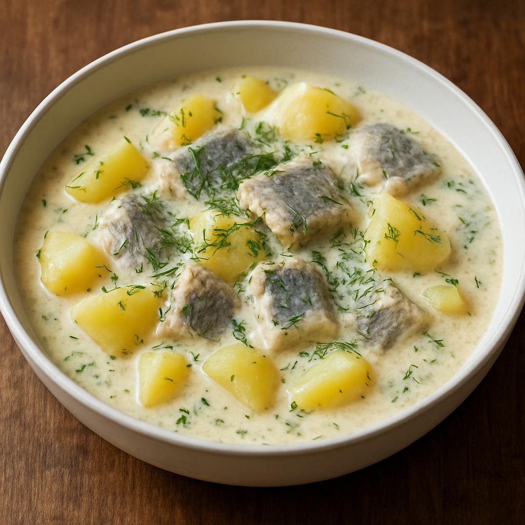 Entree: Estonia – Silgusoust (Warm Estonian cream-and-herring stew with potatoes and dill) recipe