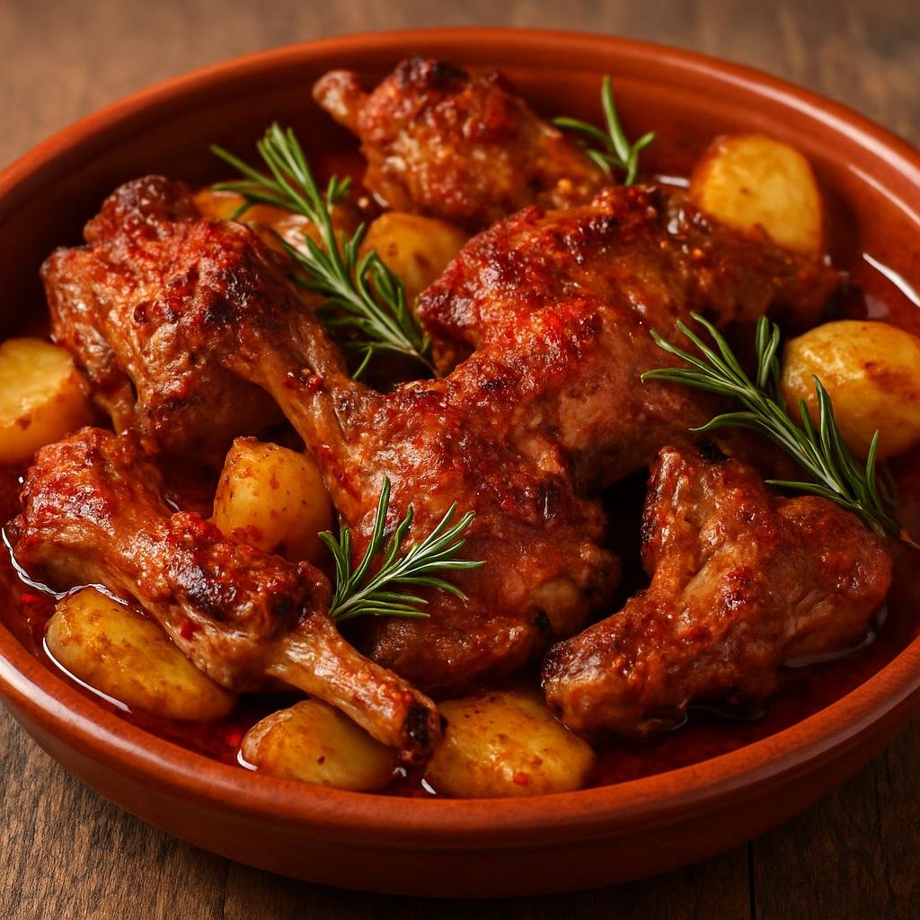 Entree: Spain – Aragon – Cordero a la Pastora (Shepherd's-style roasted lamb seasoned with garlic, smoked paprika, and rosemary) recipe