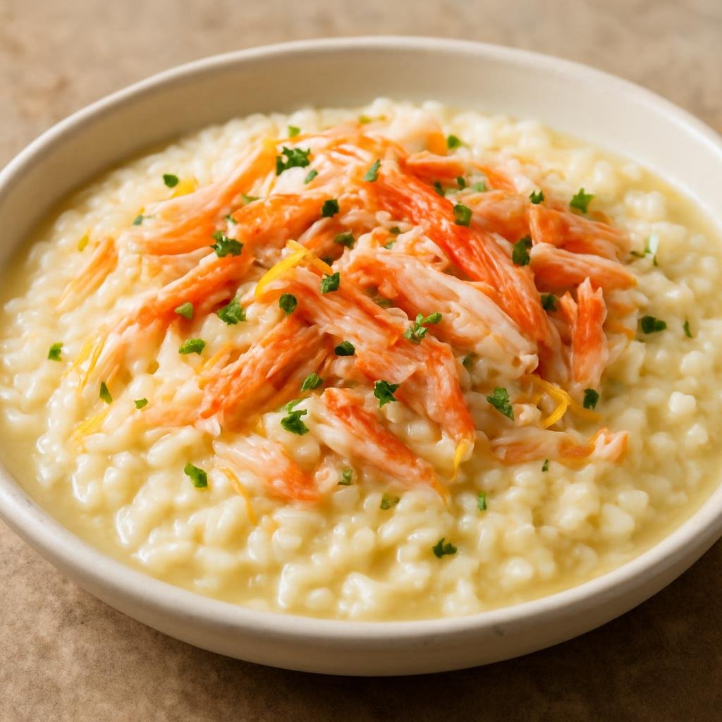 Entree: Antarctica – National Cuisine – Snow Crab Risotto (A creamy arborio rice dish cooked slowly with sweet snow crab meat and citrus aromatics) recipe