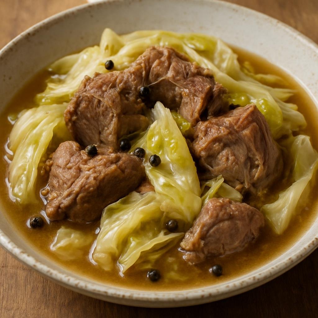 Entree: Norway – Oslo & Eastern Norway – Fårikål (Slow-cooked Norwegian lamb and cabbage stew seasoned with whole black peppercorns) recipe