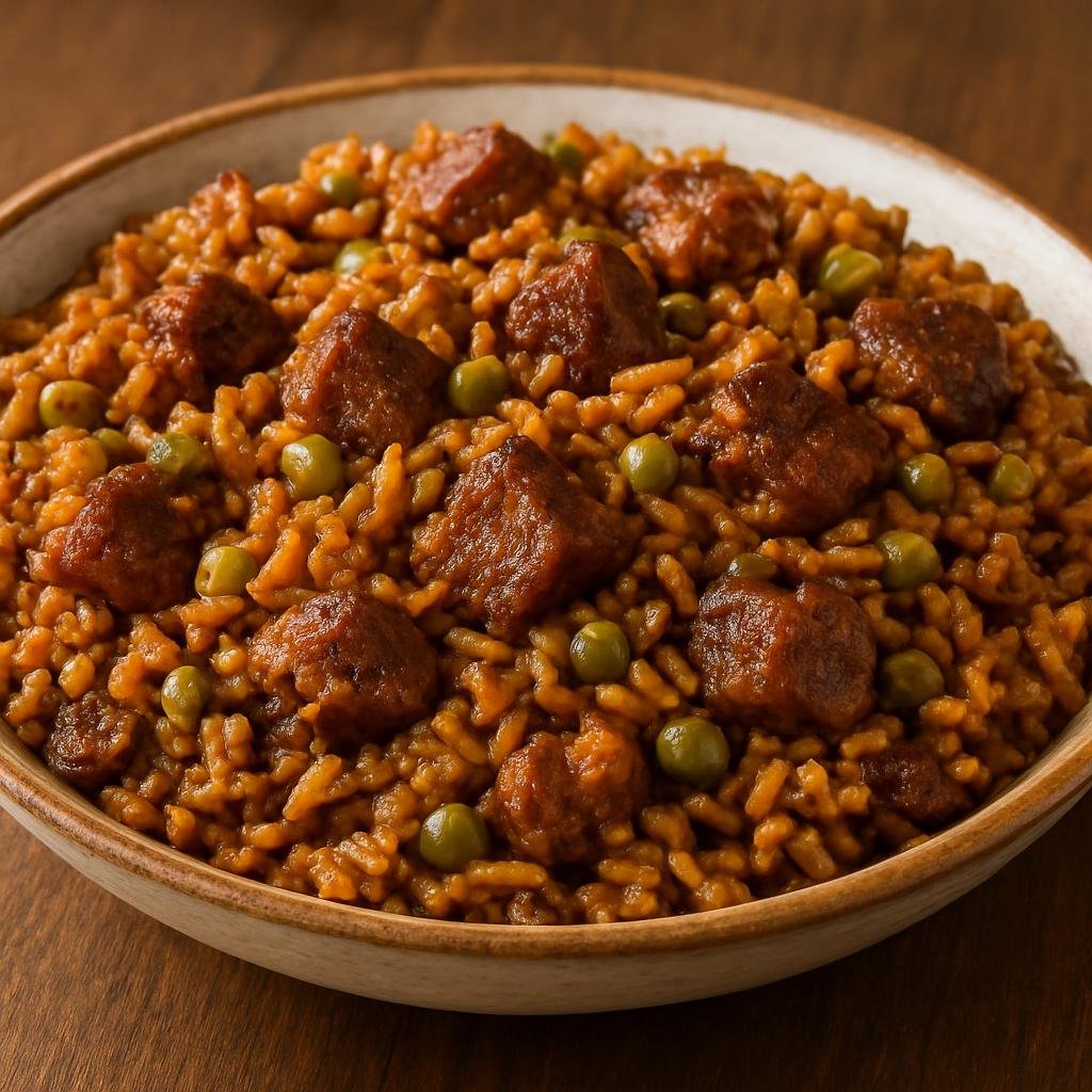 Entree: Sint Maarten (Dutch part) – Northern Culinary Region – Pelau (Caribbean one-pot rice with caramelized sugar, meat, pigeon peas, and coconut milk) recipe