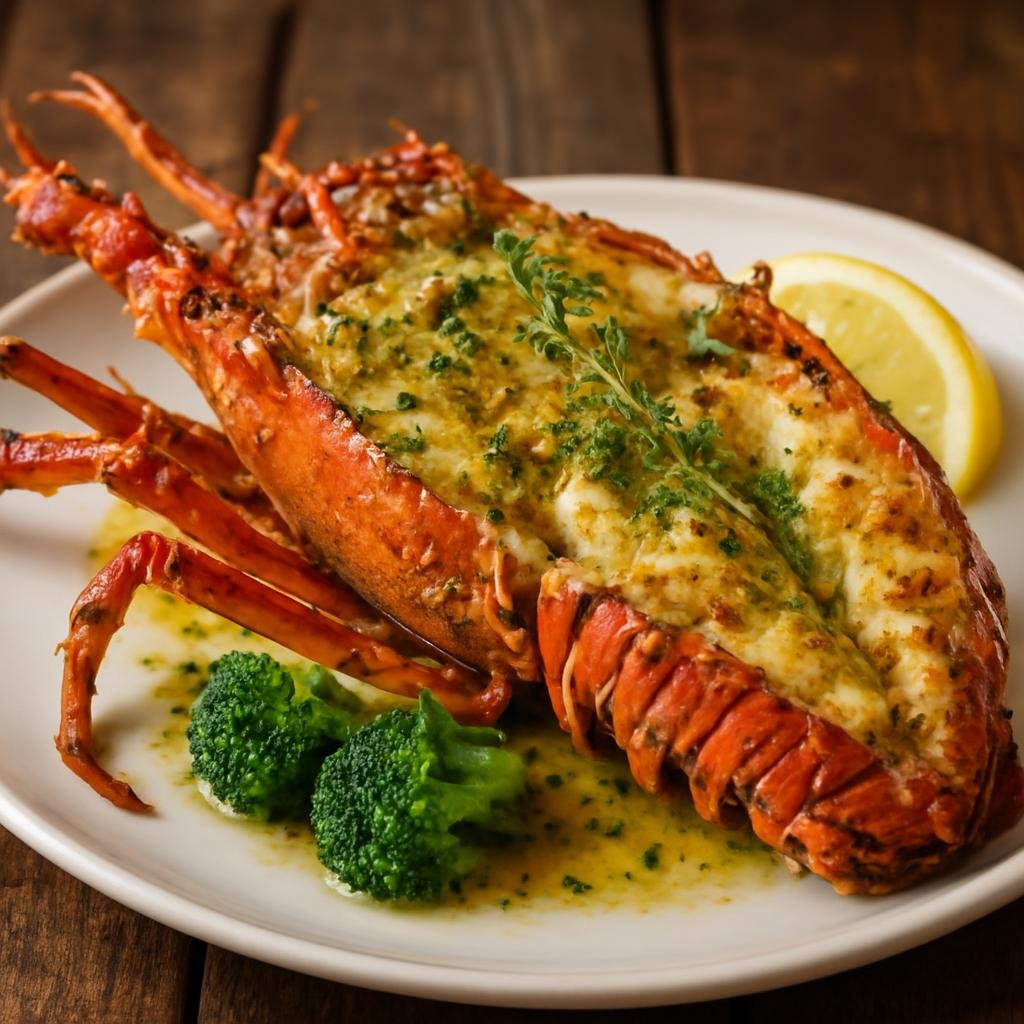 Entree: Bermuda – Central Culinary Region – Spiny Lobster (Bermudian grilled spiny lobster split and served with a rum‑thyme garlic butter) recipe