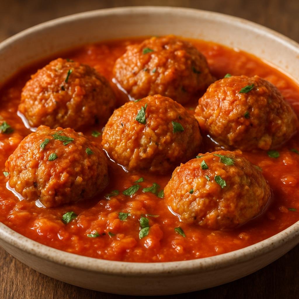 Entree: Armenia – Armenian Highlands – կուֆթա ➤ Kufta (Seasoned bulgur-and-meat dumplings simmered in a tomato-based sauce) recipe
