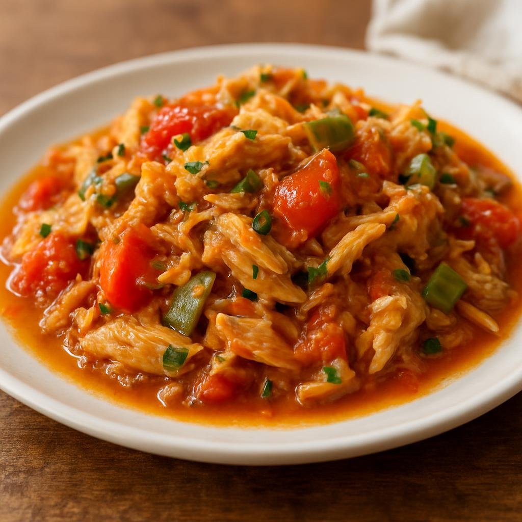Entree: Antigua and Barbuda – National Cuisine – Stewed Saltfish (Hearty slow-simmered salted cod stew with tomatoes, peppers, and island herbs, served as a traditional Antiguan main) recipe
