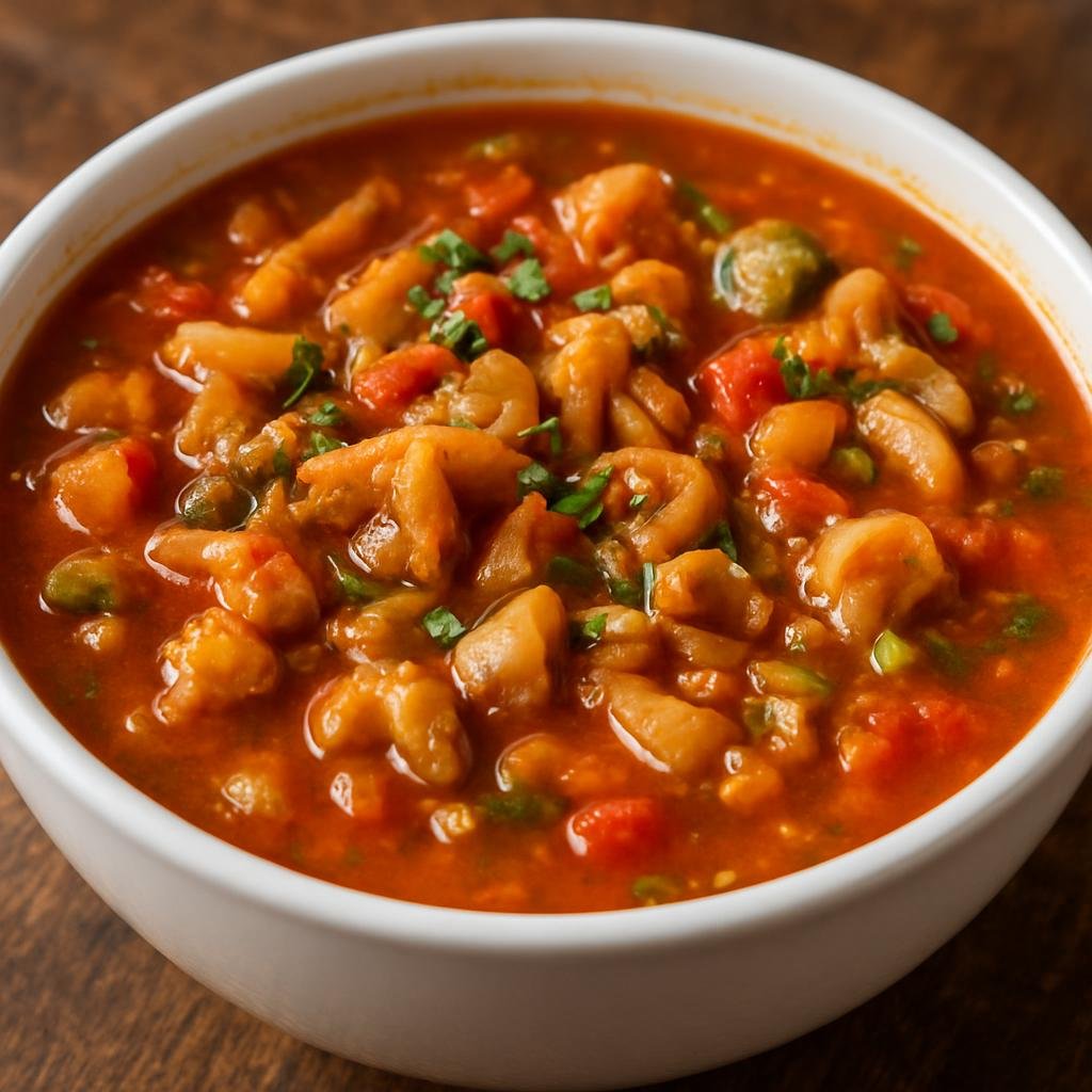 Entree: Bonaire, Sint Eustatius and Saba – National Cuisine – Conch Stew (Slow-simmered conch in a savory tomato-and-vegetable broth typical of the Dutch Caribbean) recipe