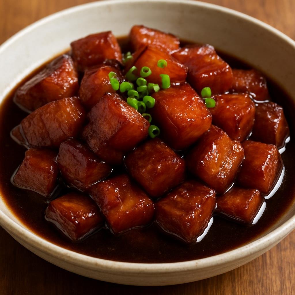 Entree: China – Beijing / Imperial North – 北京风味红烧肉 ➤ Běijīng fēngwèi hóngshāo ròu (Cubed pork belly slowly braised in a sweet-savory caramelized soy sauce typical of northern imperial cuisine) recipe