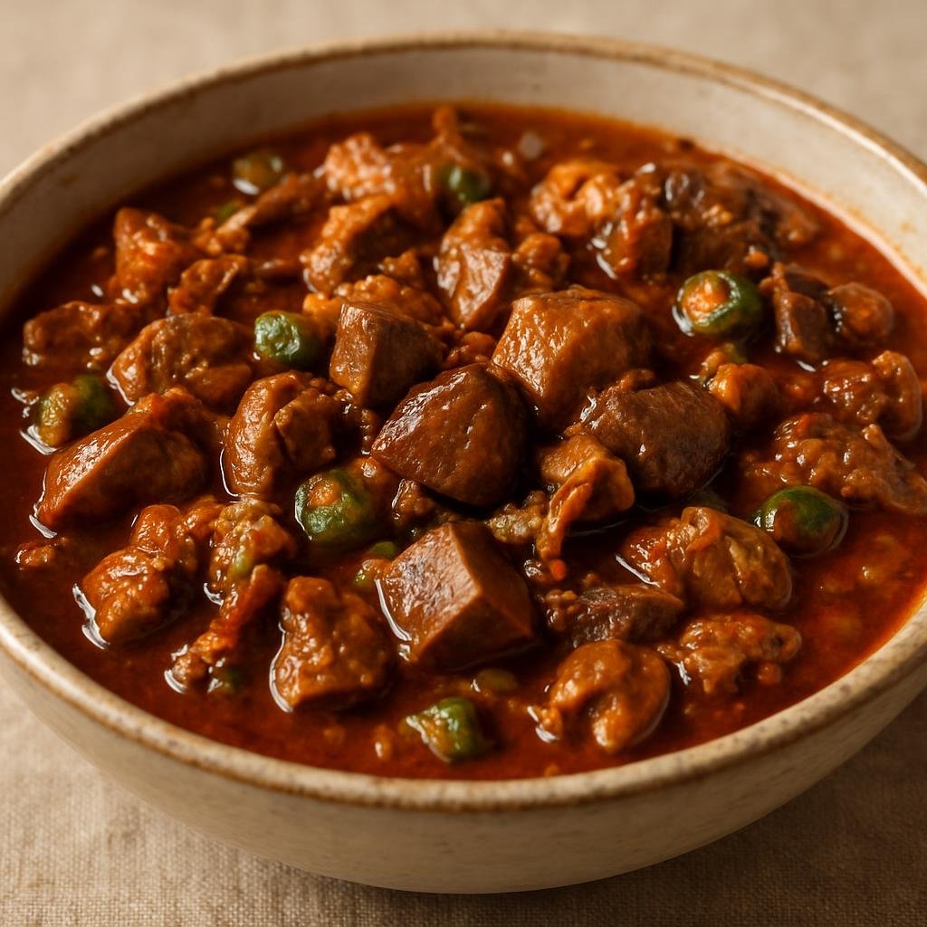 Entree: Brazil – Bahia – Sarapatel (Spicy Bahian-style stew of pork meat and offal simmered in a tangy, vinegar-spiced sauce) recipe