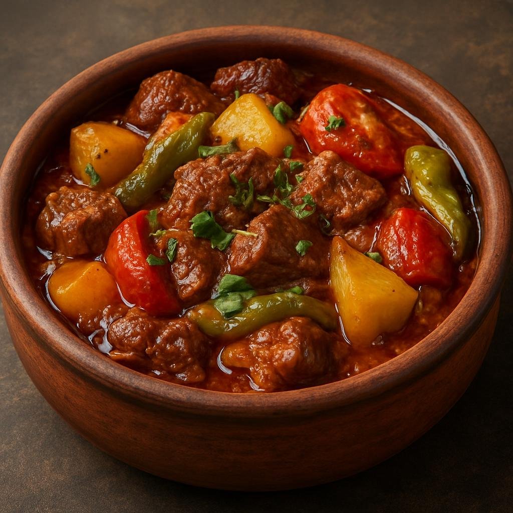 Entree: Turkey – Aegean Turkey – Güveç (Slow-baked Turkish stew of meat and seasonal vegetables cooked together in an earthenware casserole) recipe