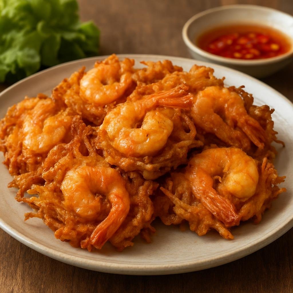 Entree: Vietnam – Hanoi – Bánh Tôm Hồ Tây (Crispy West Lake-style shrimp and sweet potato fritters) recipe