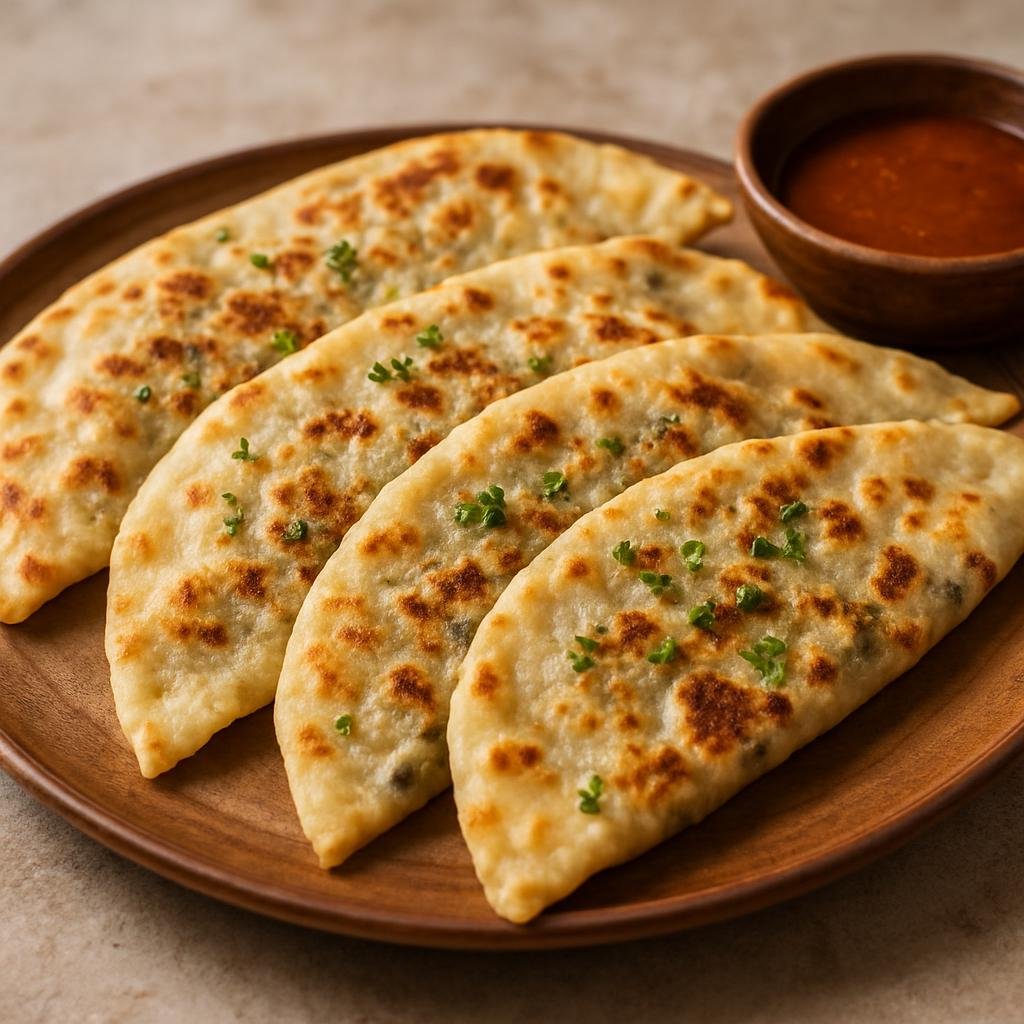 Entree: Azerbaijan – Baku & Absheron – Qutab (Thin stuffed Azerbaijani flatbread filled with meat and herbs and pan-fried until lightly crisp) recipe