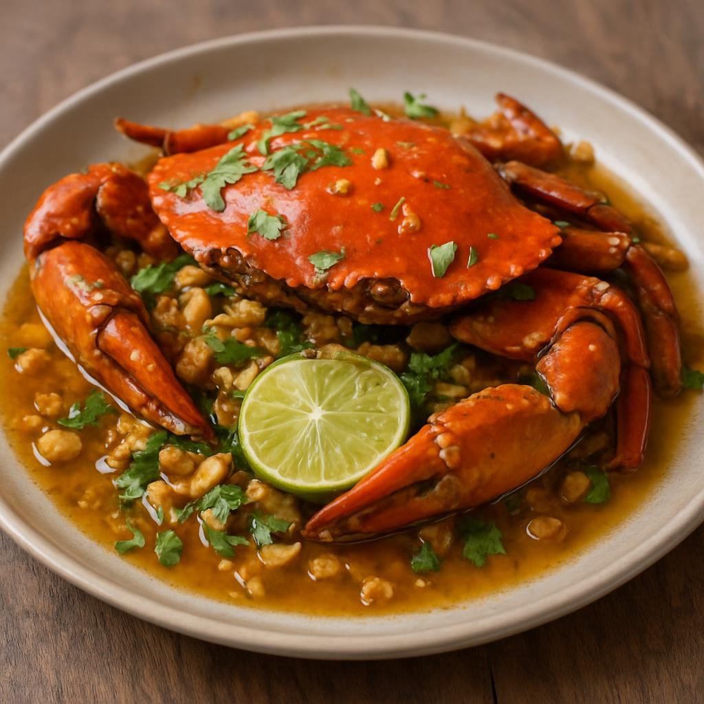 Entree: Cambodia – Coastal Cambodia – ចាក្តាម ➤ Cha Kdam (Cambodian coastal-style stir-fried crab with garlic, lime, fish sauce, and palm sugar) recipe