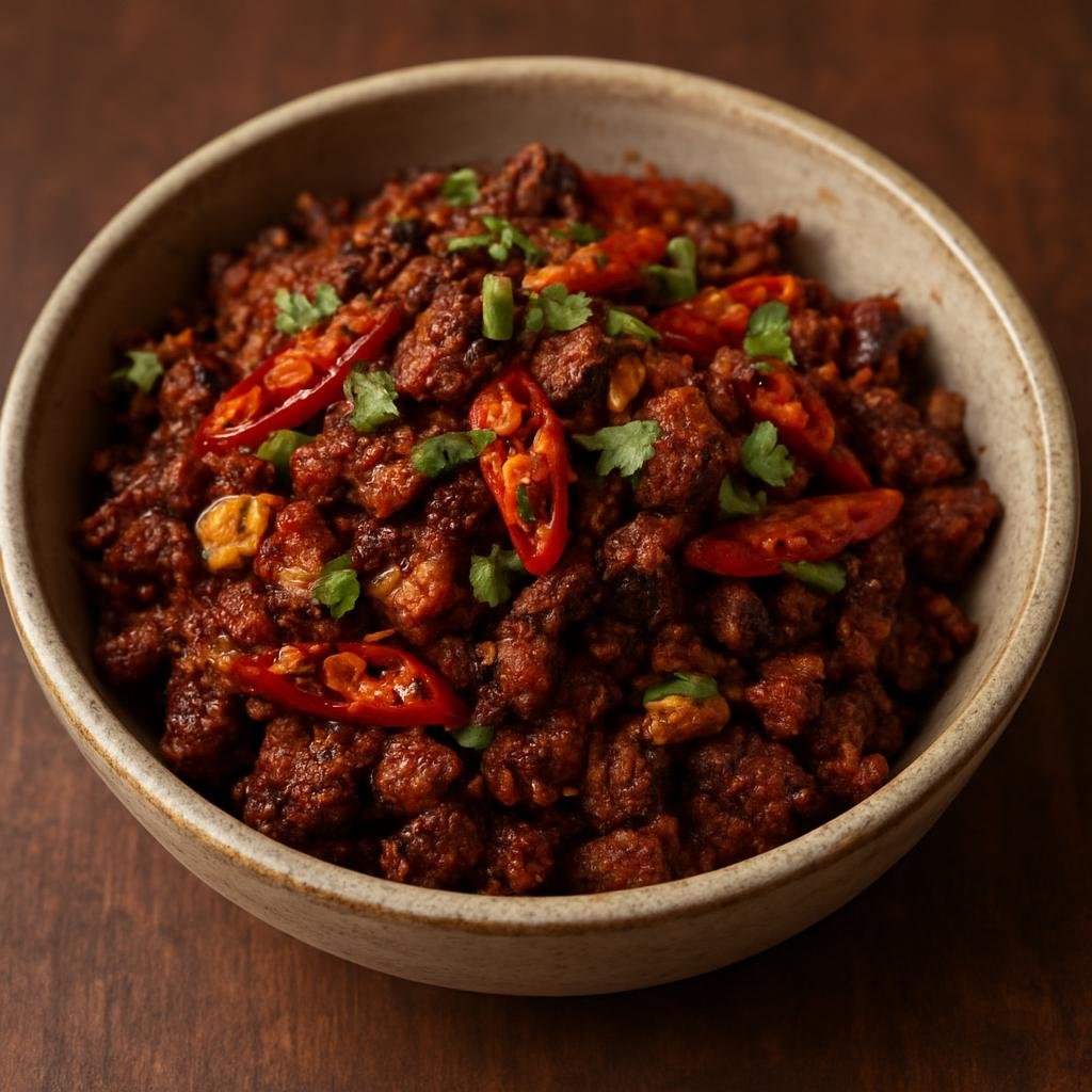 Entree: Nepal – Kathmandu Valley – छोइला ➤ Chhoila (Spicy seasoned grilled or smoked meat tossed with chilies, garlic, and aromatic spices from the Kathmandu Valley) recipe