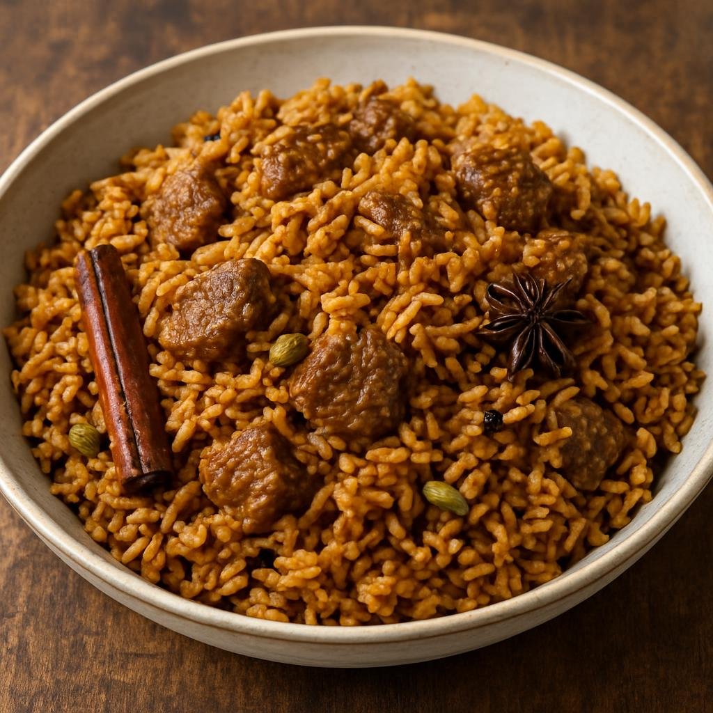 Entree: Tanzania – Lake Victoria Tanzania – Pilau (Spiced rice cooked with meat and whole spices, a fragrant East African savory rice dish) recipe