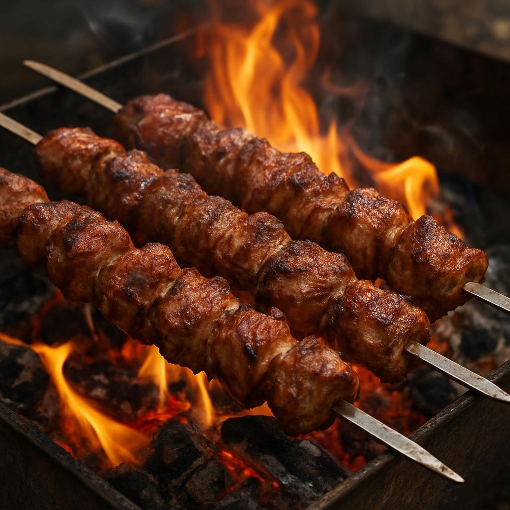 Entree: Kazakhstan – Northern Kazakhstan – Шашлык ➤ Shashlyk (Skewered marinated chunks of meat grilled over an open flame) recipe