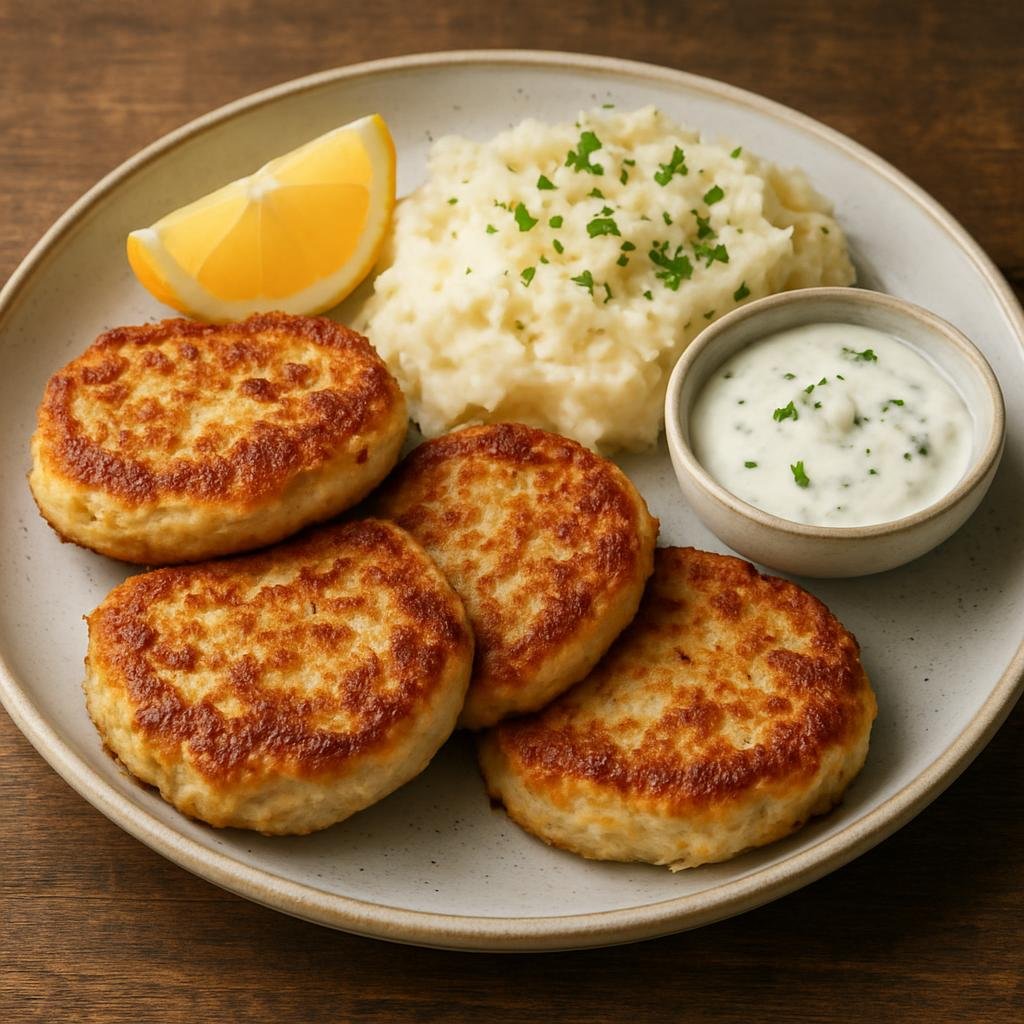 Entree: Norway – Norwegian Coastal Seafood – Fiskekaker (Pan-fried Norwegian flat fishcakes made from minced white fish and milk) recipe