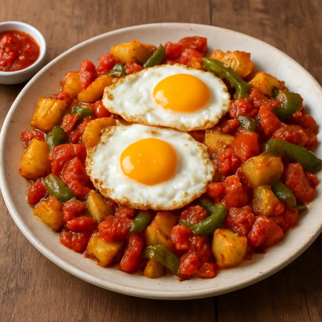Entree: Tunisia – Sahel Coast – كفتاجي ➤ Kafteji (Pan-fried Tunisian medley of potatoes, peppers, tomatoes and eggs often served with harissa) recipe