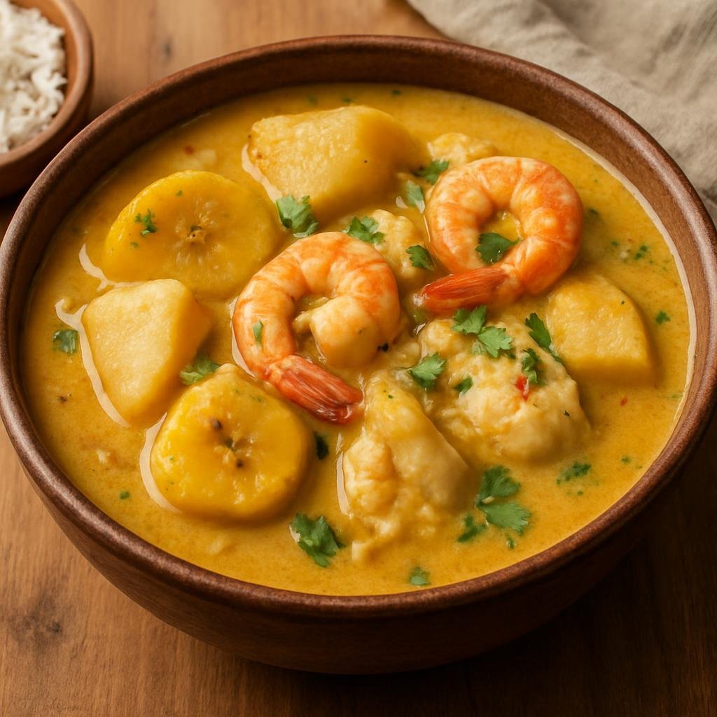 Entree: Guatemala – Northern Culinary Region – Tapado (Coconut-based Garifuna seafood stew with plantain and cassava) recipe