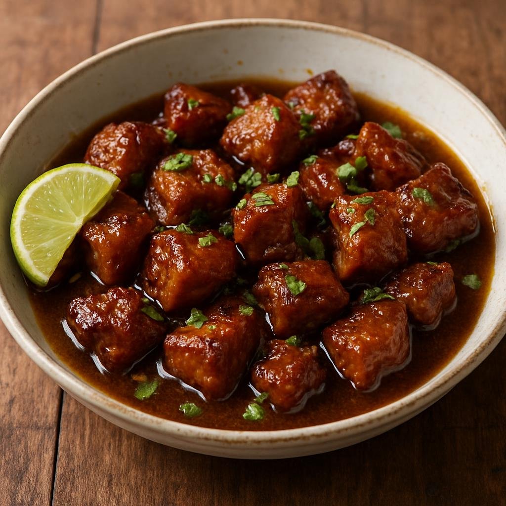 Entree: Wallis and Futuna – Northern Culinary Region – Porc au Sucre (Caramelized sweet-savory pork simmered in a coconut-scented ginger and lime sauce) recipe