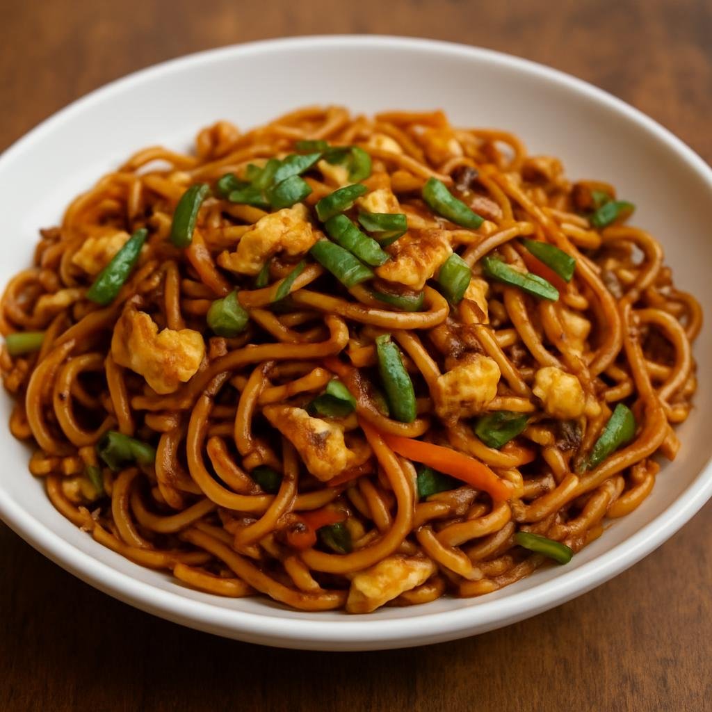 Entree: Brunei – Central Culinary Region – Mee Goreng (Spicy stir-fried noodles with egg, vegetables, and a savory-sweet soy-based sauce) recipe