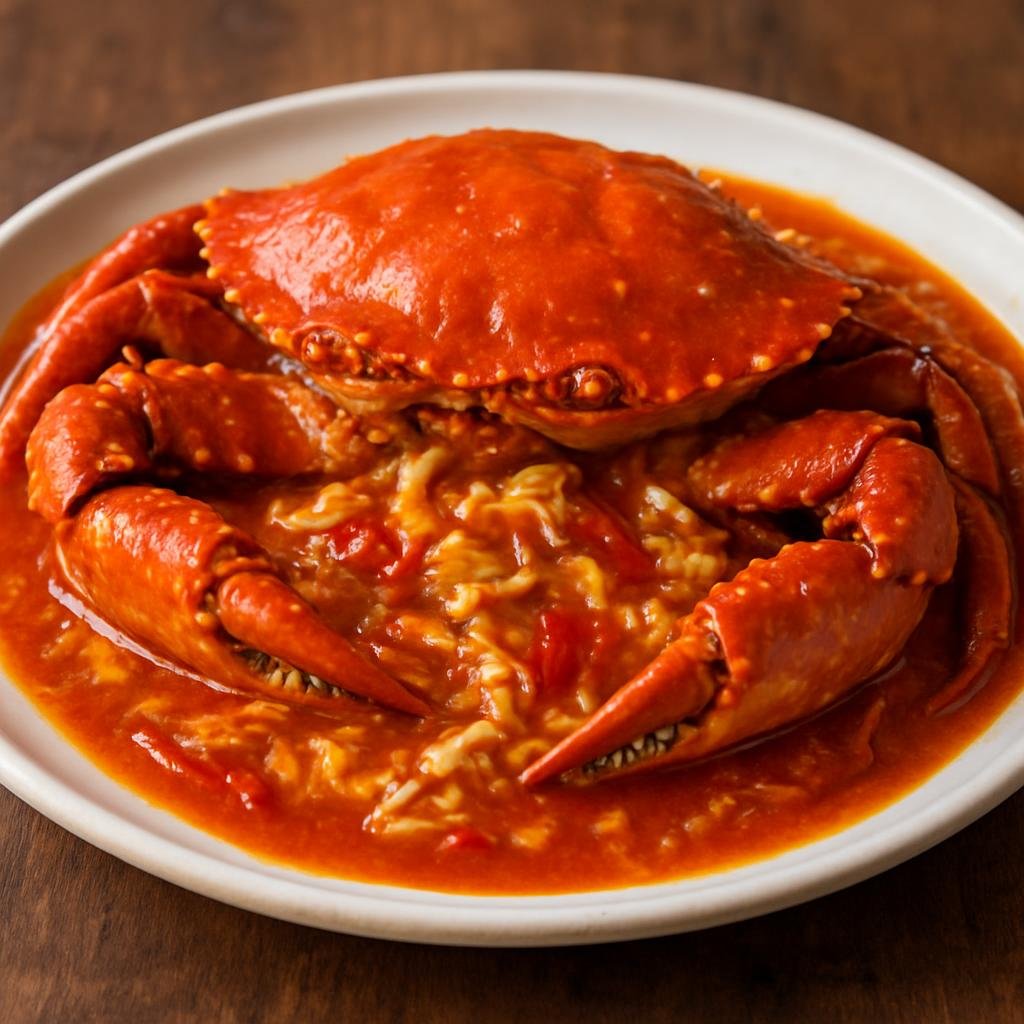 Entree: Christmas Island – Chilli Crab (Whole crab in a sweet-spicy tomato and chili sauce finished with silky egg ribbons) recipe