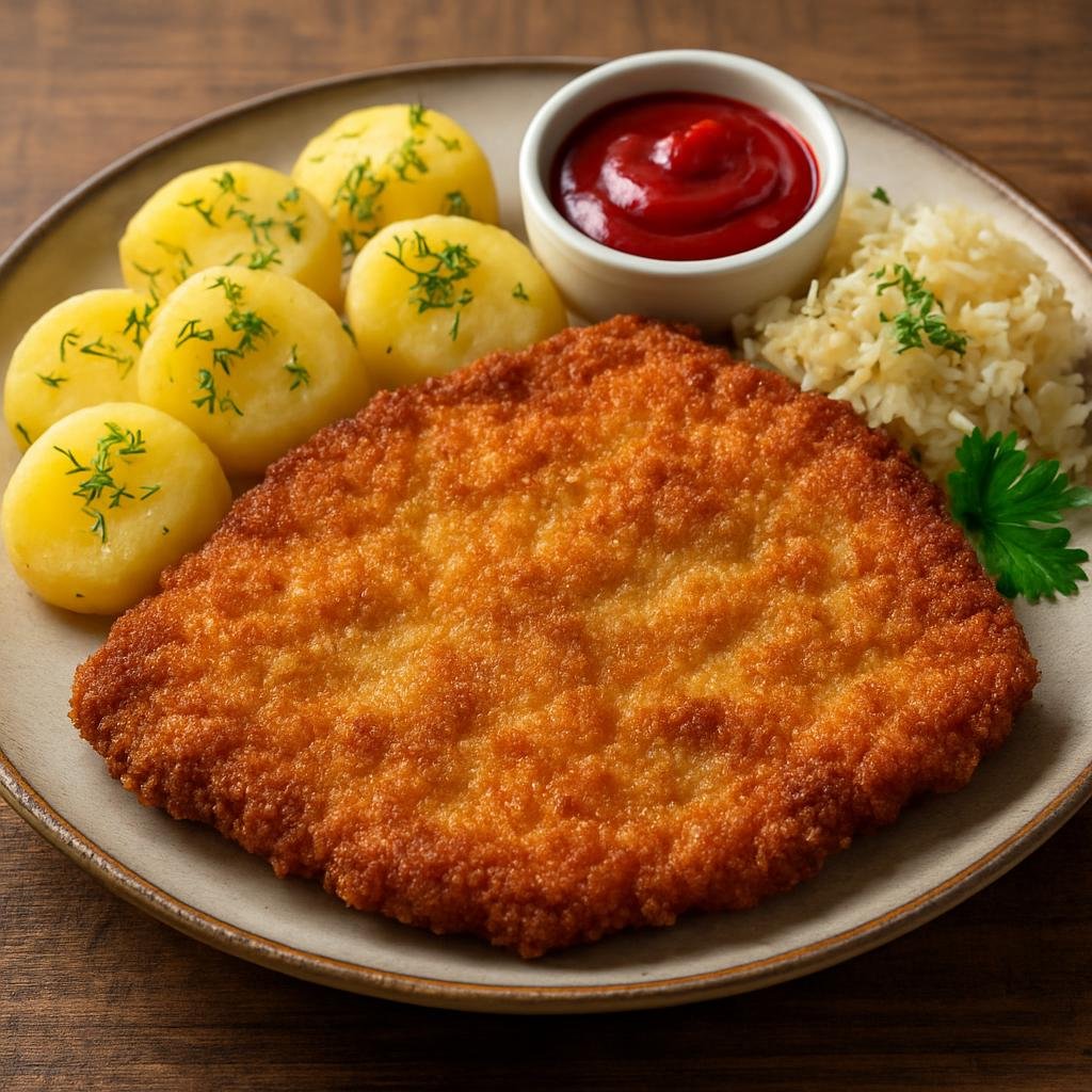 Entree: Poland – Highland / Gorale – Kotlet Schabowy (Polish breaded and pan-fried pork cutlet, pounded thin and crisped to a golden crust) recipe