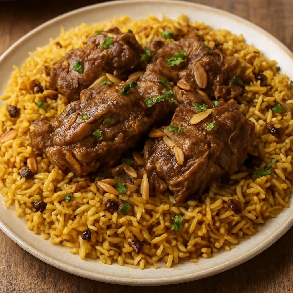 Entree: Saudi Arabia – Eastern Province – مجبوس ➤ Majboos (Fragrant spiced rice cooked with slow-simmered lamb and regional Arabian spices) recipe