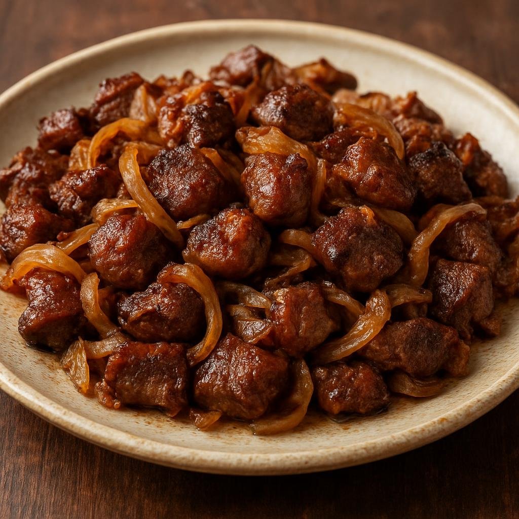 Entree: Turkmenistan – Northern Culinary Region – Gowurdak (Traditional Turkmen slow-fried mutton with onions rendered in lamb fat until deeply browned and richly flavored) recipe