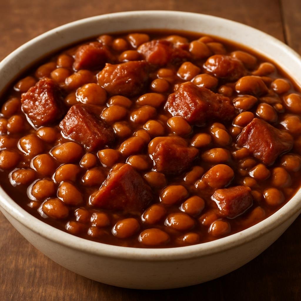Entree: Canada – Atlantic Canada – Baked Beans with Molasses (Slow-baked white beans glazed in a sweet‑and‑savory molasses and salt pork sauce) recipe