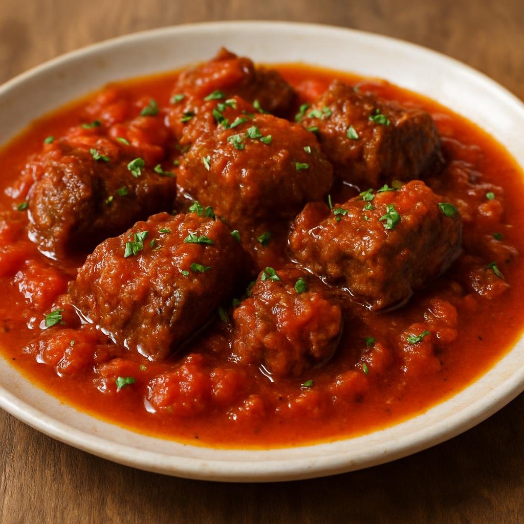 Entree: Greece – Athens & Attica – Κοκκινιστό ➤ Kokkinistó (Slow-braised beef or veal in a rich tomato-based red sauce) recipe